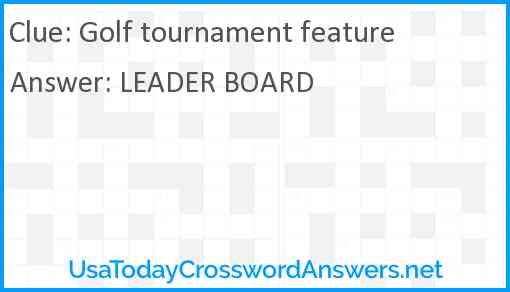 Golf tournament feature Answer