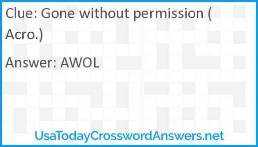 Gone without permission (Acro.) Answer