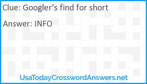 Googler's find for short Answer