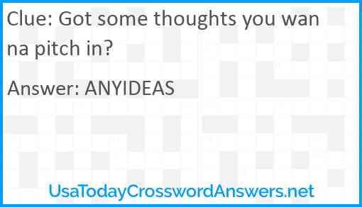 Got some thoughts you wanna pitch in? Answer