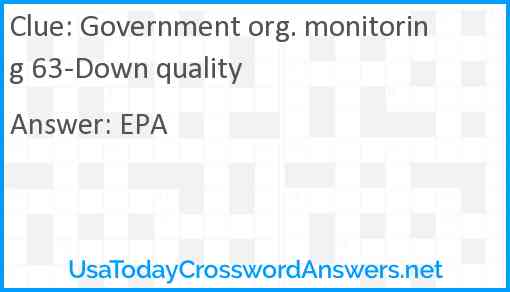 Government org. monitoring 63-Down quality Answer