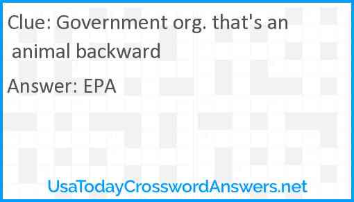 Government org. that's an animal backward Answer