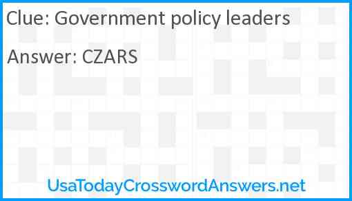 Government policy leaders Answer