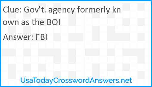 Gov't. agency formerly known as the BOI Answer