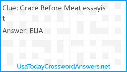Grace Before Meat essayist Answer