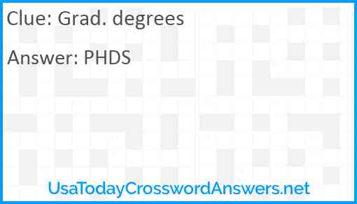 Grad. degrees Answer