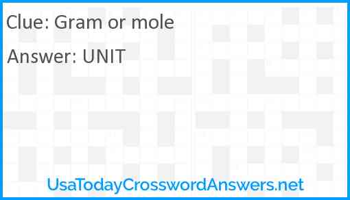 Gram or mole Answer