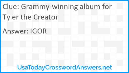 Grammy-winning album for Tyler the Creator Answer