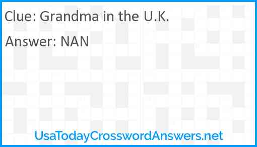 Grandma in the U.K. Answer