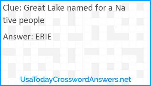 Great Lake named for a Native people Answer