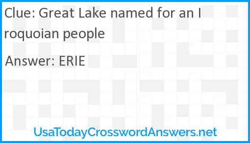 Great Lake named for an Iroquoian people Answer