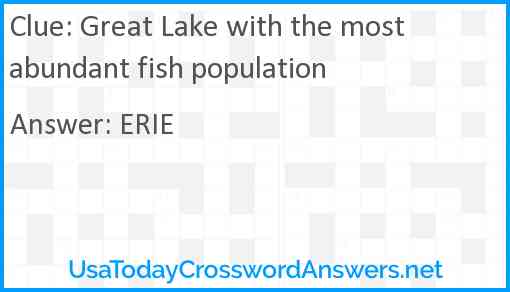Great Lake with the most abundant fish population Answer