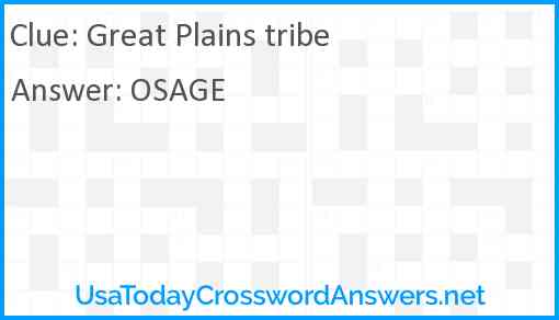 Great Plains tribe crossword clue UsaTodayCrosswordAnswers net