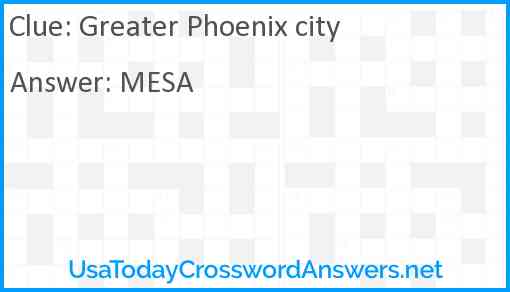 Greater Phoenix city Answer