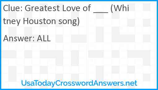 Greatest Love of ___ (Whitney Houston song) Answer