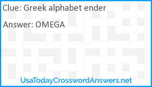 Greek alphabet ender Answer