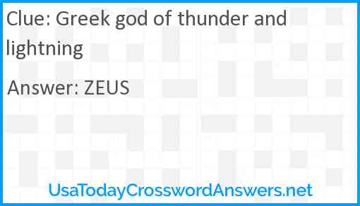 Greek god of thunder and lightning Answer