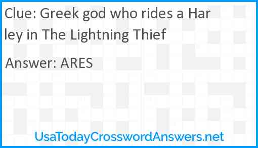 Greek god who rides a Harley in The Lightning Thief Answer
