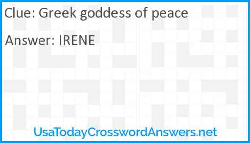 Greek goddess of peace crossword clue UsaTodayCrosswordAnswers net