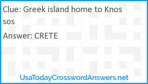 Greek island home to Knossos Answer