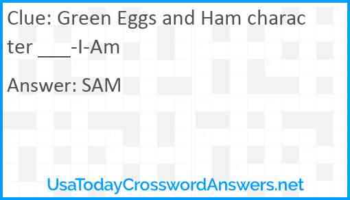 Green Eggs and Ham character ___-I-Am Answer