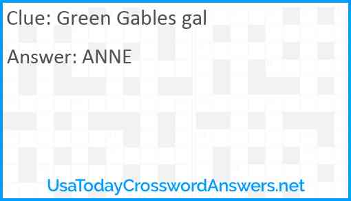 Green Gables gal Answer