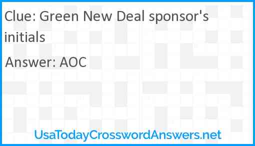 Green New Deal sponsor's initials Answer