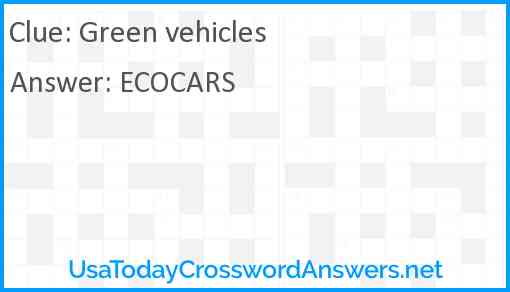Green vehicles Answer