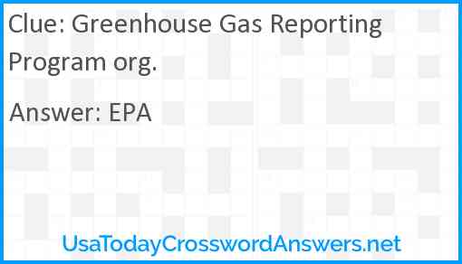 Greenhouse Gas Reporting Program org. Answer