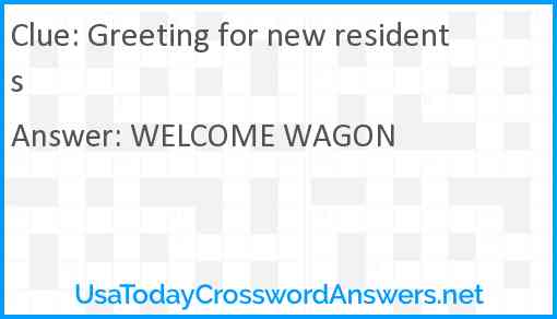 Greeting for new residents Answer