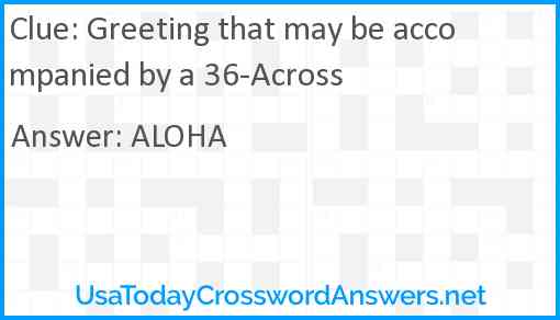 Greeting that may be accompanied by a 36-Across Answer