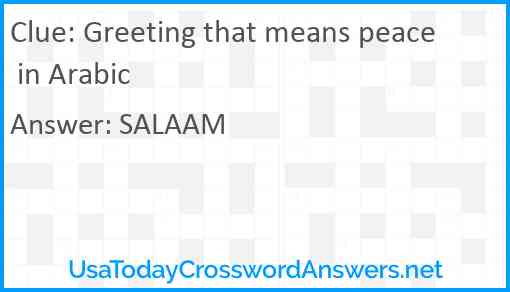 Greeting that means peace in Arabic Answer