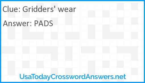 Gridders' wear Answer
