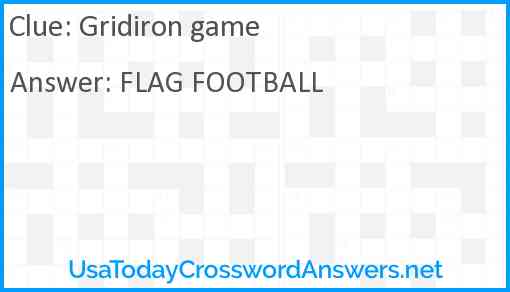 Gridiron game Answer