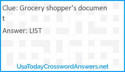 Grocery shopper's document Answer