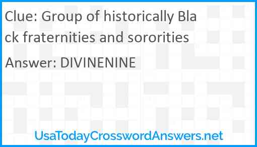 Group of historically Black fraternities and sororities Answer