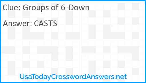 Groups of 6-Down Answer