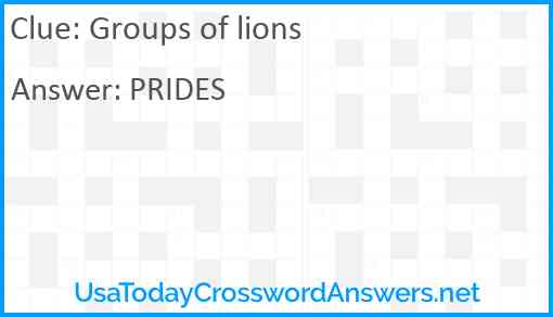 Groups of lions Answer