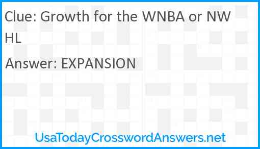 Growth for the WNBA or NWHL Answer