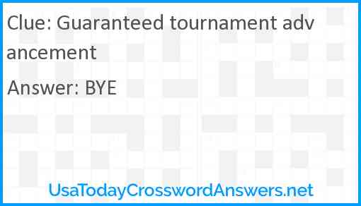 Guaranteed tournament advancement Answer