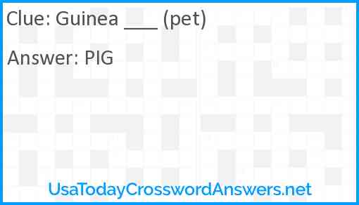 Guinea ___ (pet) Answer