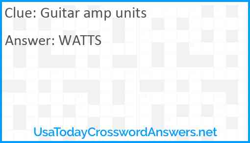 Guitar amp units Answer