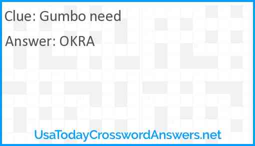 Gumbo need Answer