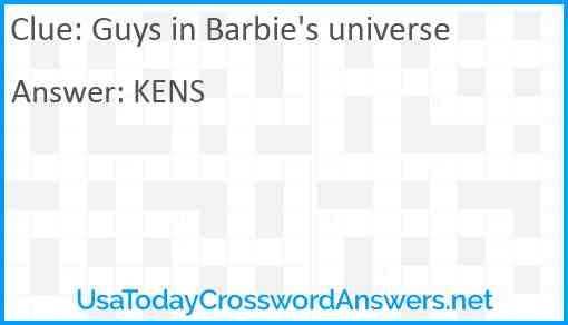 Guys in Barbie's universe Answer