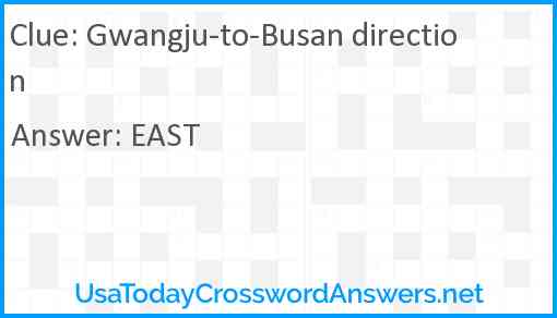 Gwangju-to-Busan direction Answer