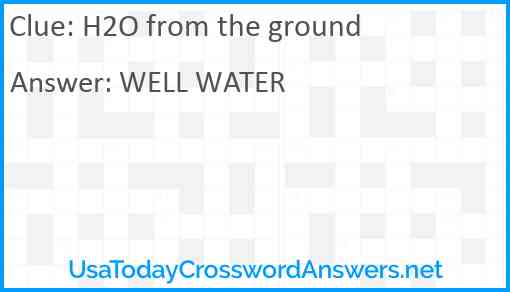 H2O from the ground Answer