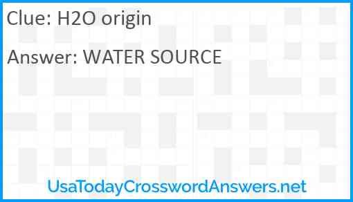 H2O origin Answer