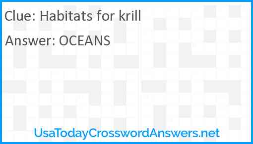 Habitats for krill Answer
