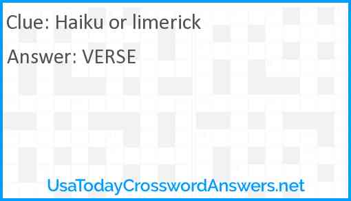 Haiku or limerick Answer
