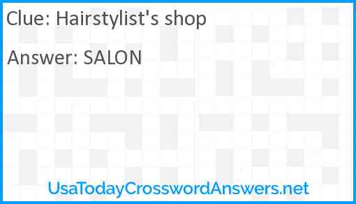 Hairstylist's shop Answer